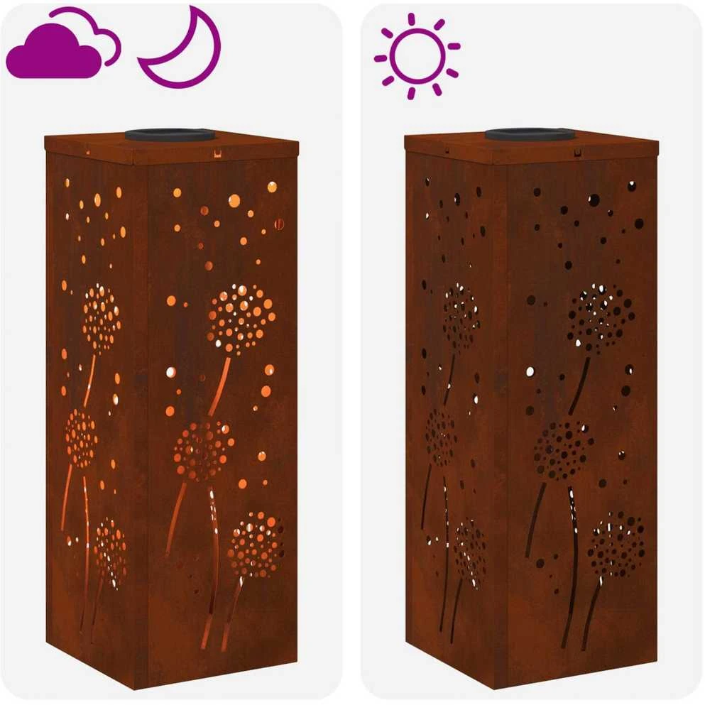 Saulės LED šaligatvio šviesa 2 vnt. Šilta balta 18 x 18 x 50 cm