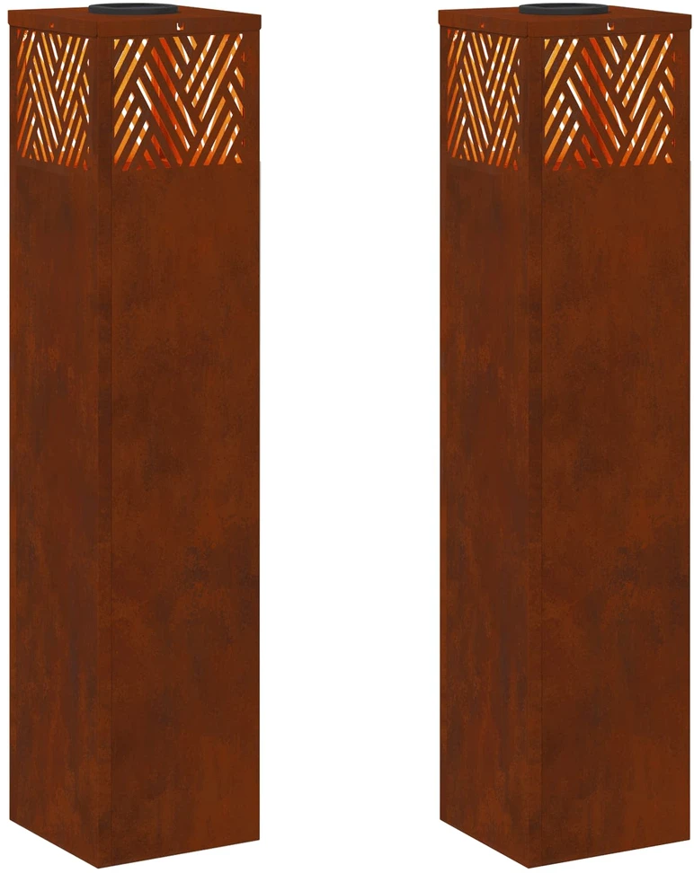 Saulės LED šaligatvio šviesa 2 vnt. Šilta balta 18 x 18 x 80 cm