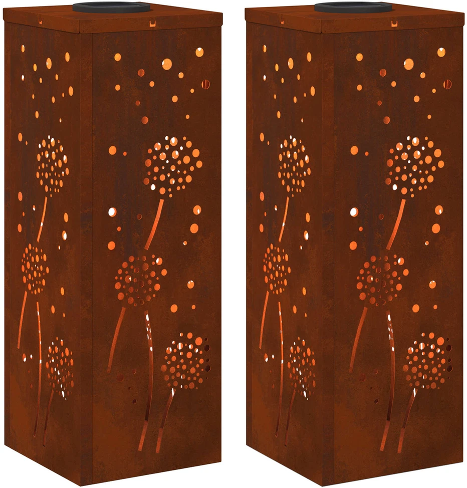 Saulės LED šaligatvio šviesa 2 vnt. Šilta balta 18 x 18 x 50 cm