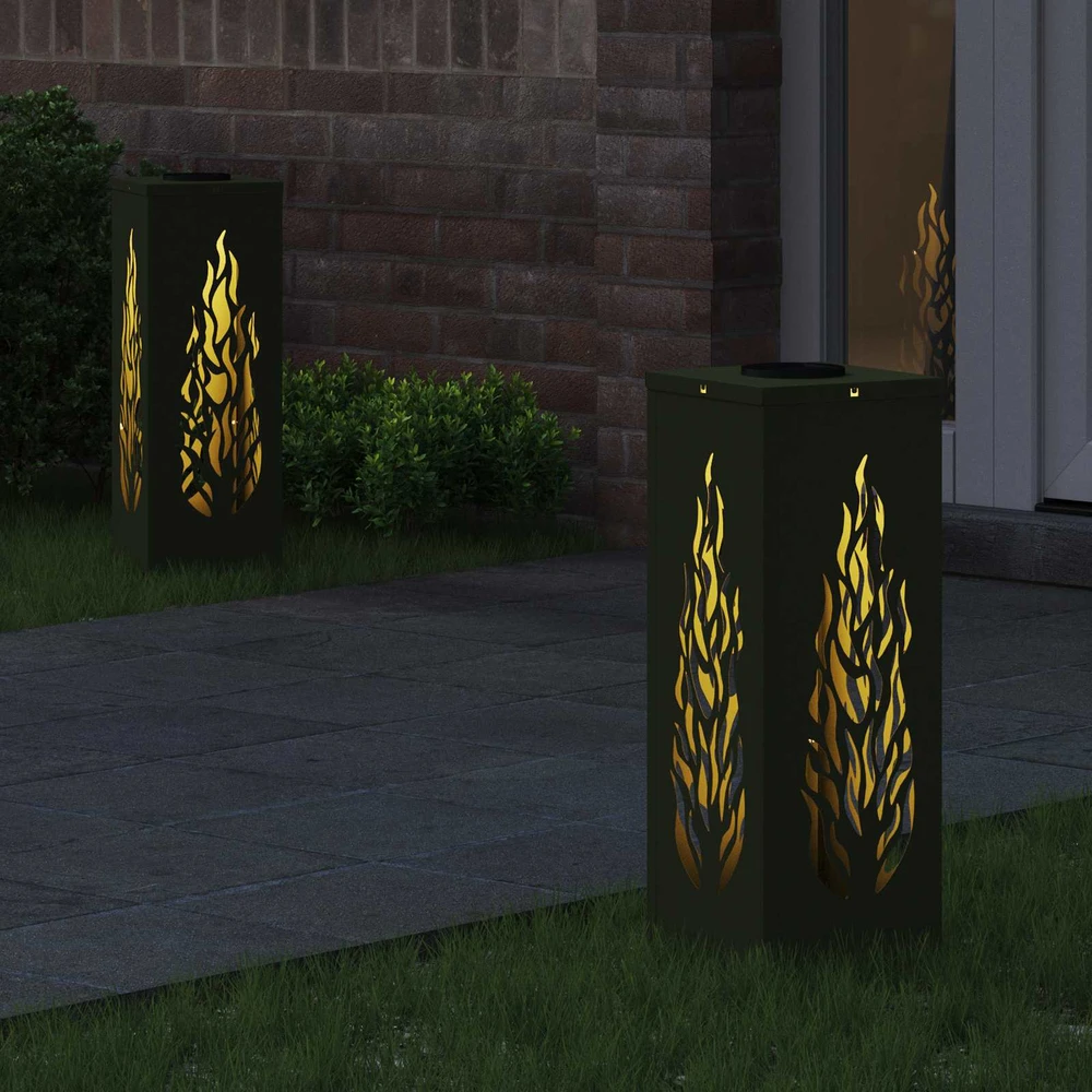 Saulės LED šaligatvio šviesa 2 vnt. Šilta balta 18 x 18 x 50 cm