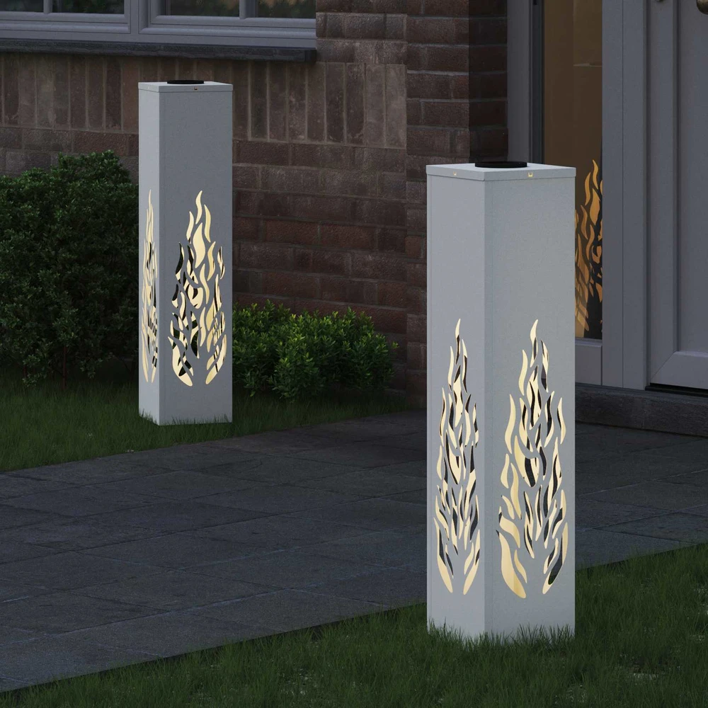 Saulės LED šaligatvio šviesa 2 vnt. Šilta balta 18 x 18 x 80 cm