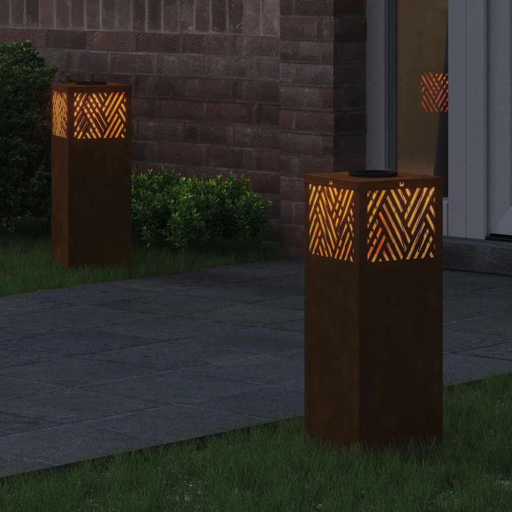Saulės LED šaligatvio šviesa 2 vnt. Šilta balta 18 x 18 x 50 cm