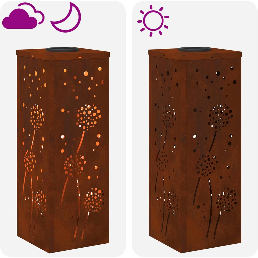 Saulės LED šaligatvio šviesa 2 vnt. Šilta balta 18 x 18 x 50 cm