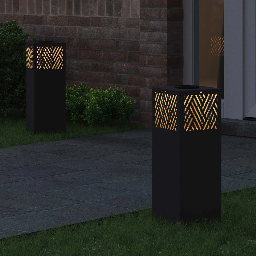 Saulės LED šaligatvio šviesa 2 vnt. Šilta balta 18 x 18 x 50 cm