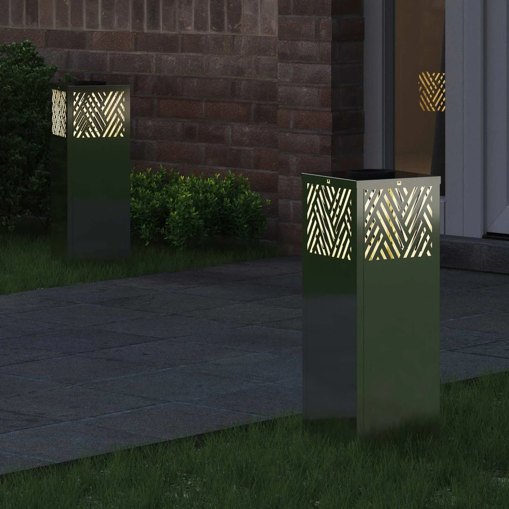 Saulės LED šaligatvio šviesa 2 vnt. Šilta balta 18 x 18 x 50 cm