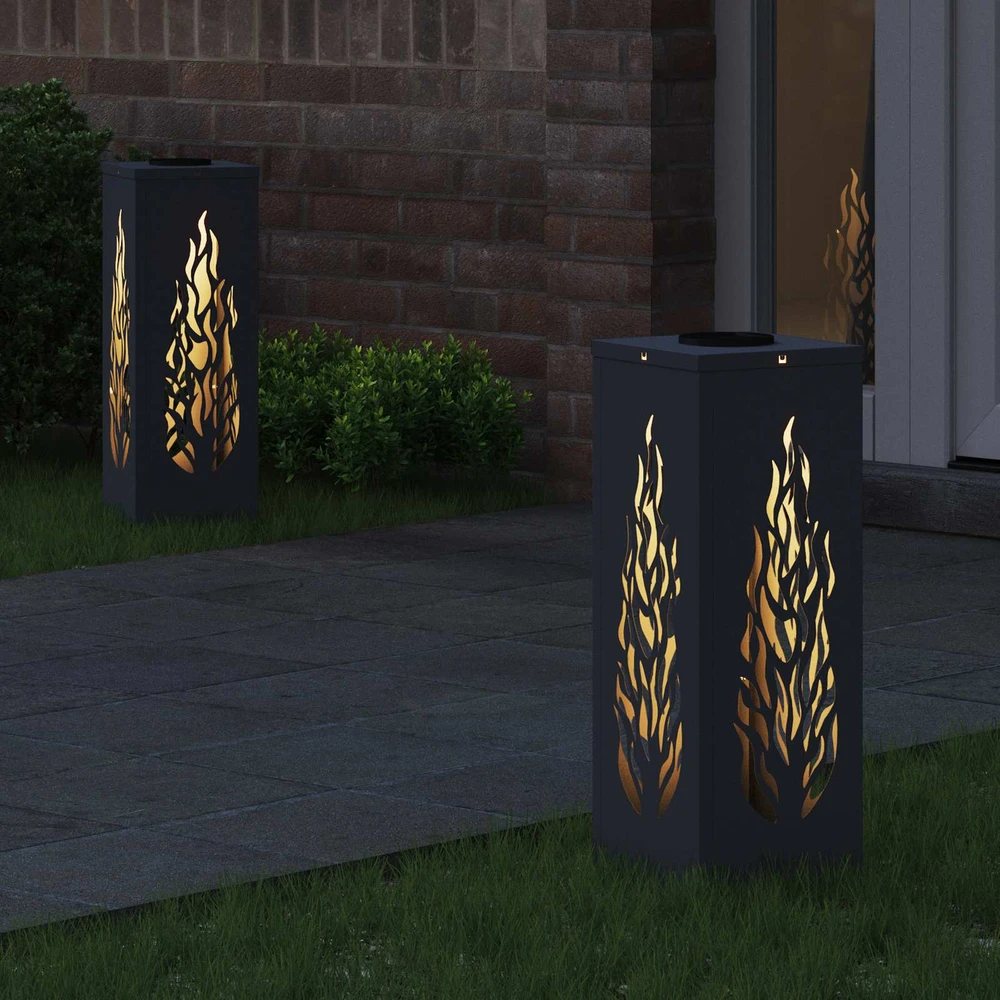 Saulės LED šaligatvio šviesa 2 vnt. Šilta balta 18 x 18 x 50 cm