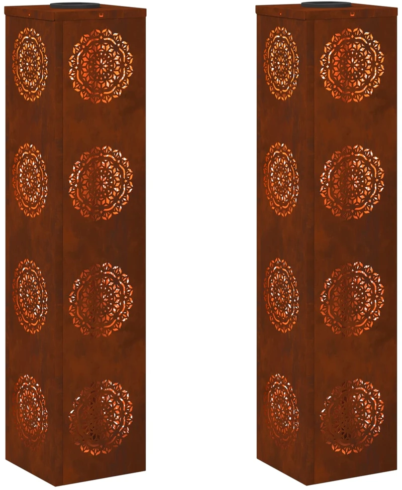 Saulės LED šaligatvio šviesa 2 vnt. Šilta balta 18 x 18 x 80 cm