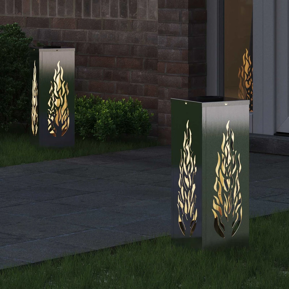 Saulės LED šaligatvio šviesa 2 vnt. Šilta balta 18 x 18 x 50 cm