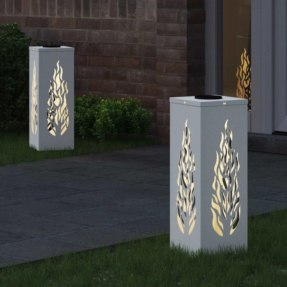 Saulės LED šaligatvio šviesa 2 vnt. Šilta balta 18 x 18 x 50 cm