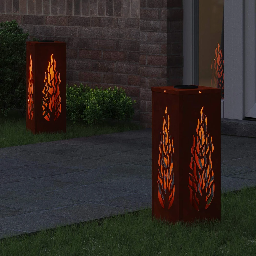 Saulės LED šaligatvio šviesa 2 vnt. Šilta balta 18 x 18 x 50 cm