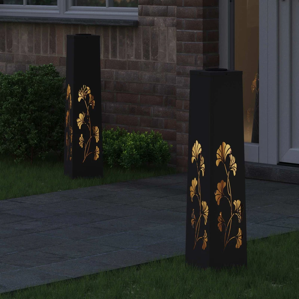 Saulės LED šaligatvio šviesa 2 vnt. Šilta balta 18 x 18 x 80 cm