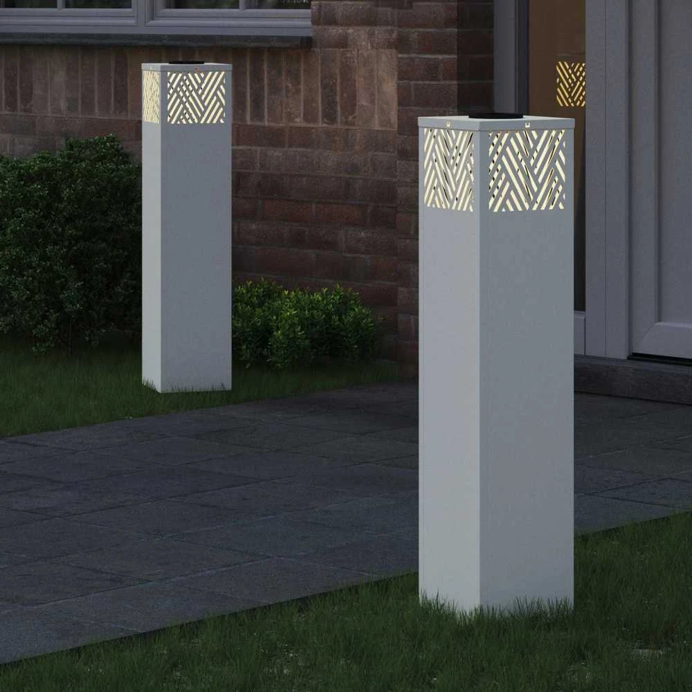 Saulės LED šaligatvio šviesa 2 vnt. Šilta balta 18 x 18 x 80 cm