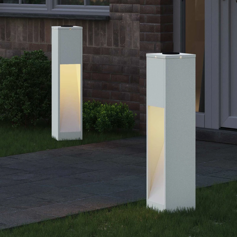 Saulės LED takų šviestuvas 2 vnt. Šilta balta 18 x 18 x 80 cm
