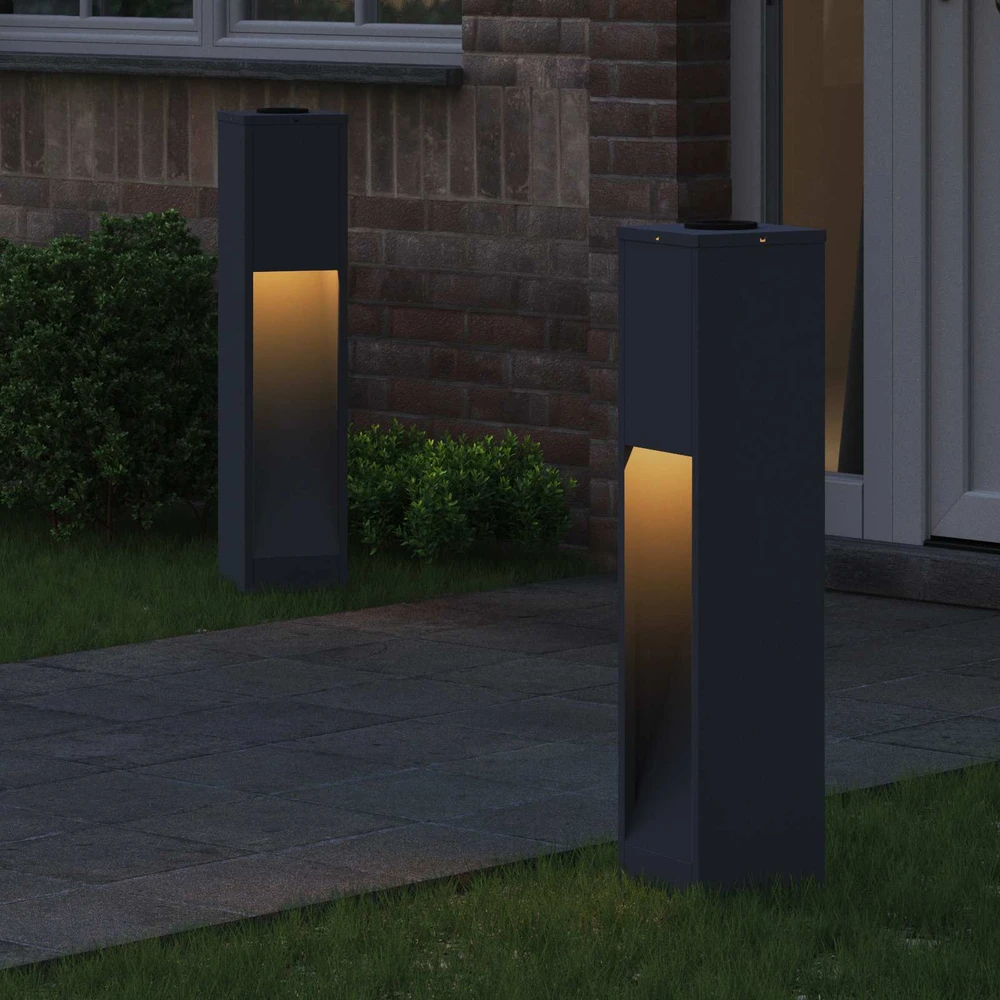 Saulės LED takų šviestuvas 2 vnt. Šilta balta 18 x 18 x 80 cm