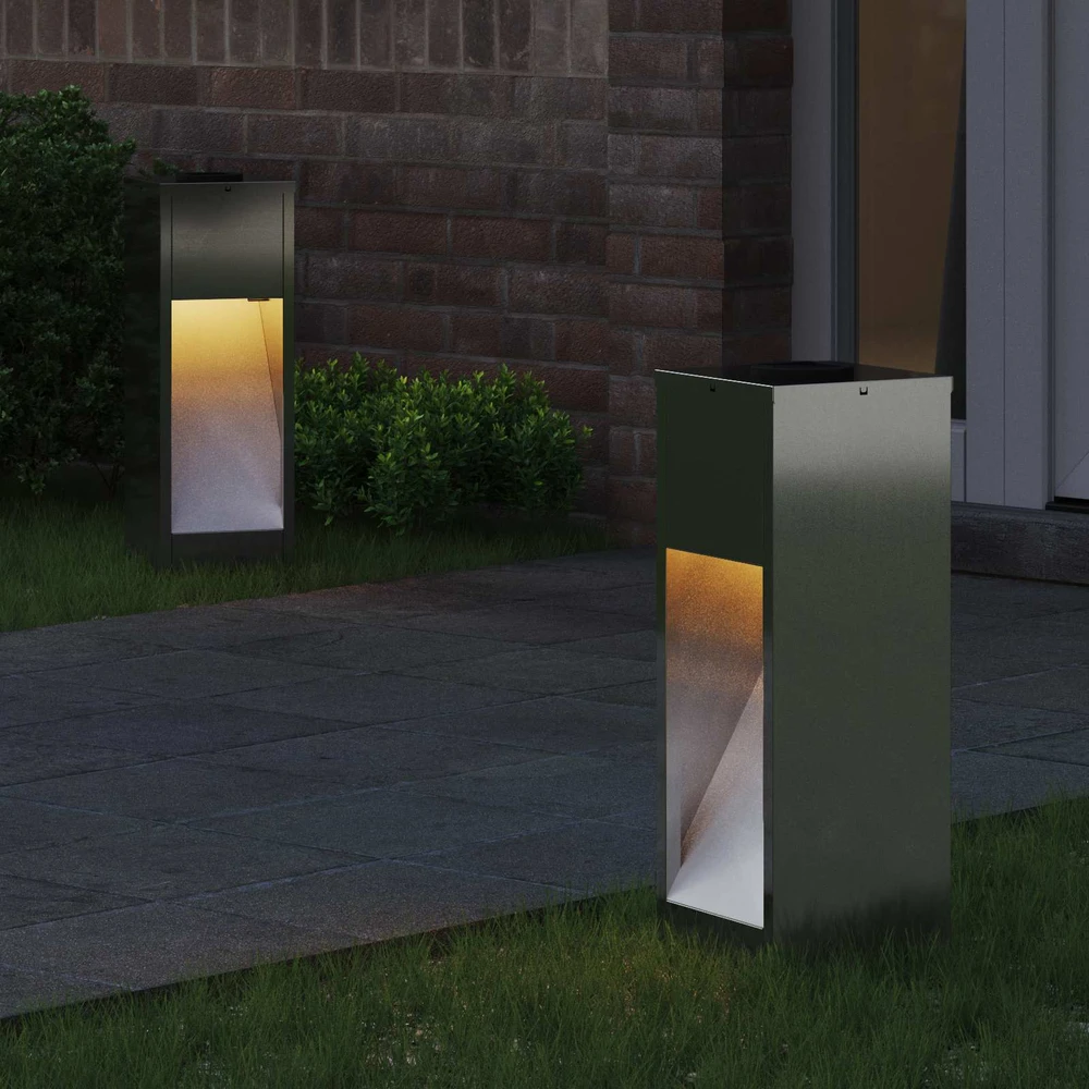 Saulės LED takų šviestuvas 2 vnt. Šilta balta 18 x 18 x 50 cm