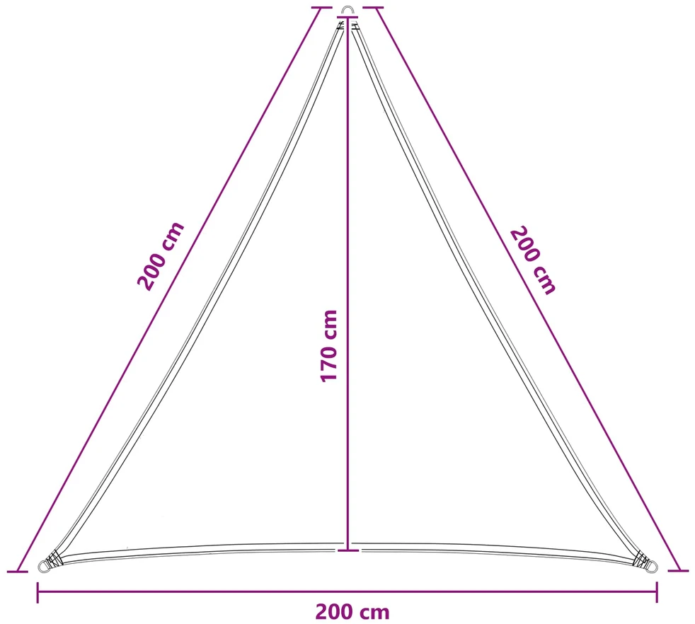 Saulės šešėlio audinys Trikampio 2 x 2 x 2 m HDPE