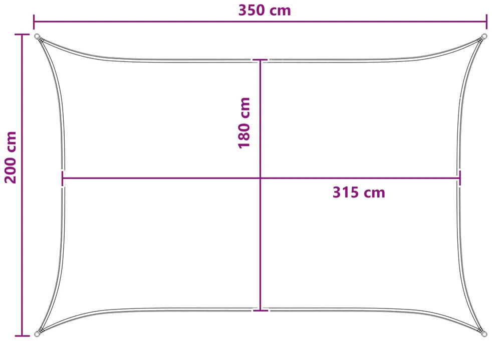 Saulės šešėlio audinys Stačiakampio 2 x 3,5 m HDPE