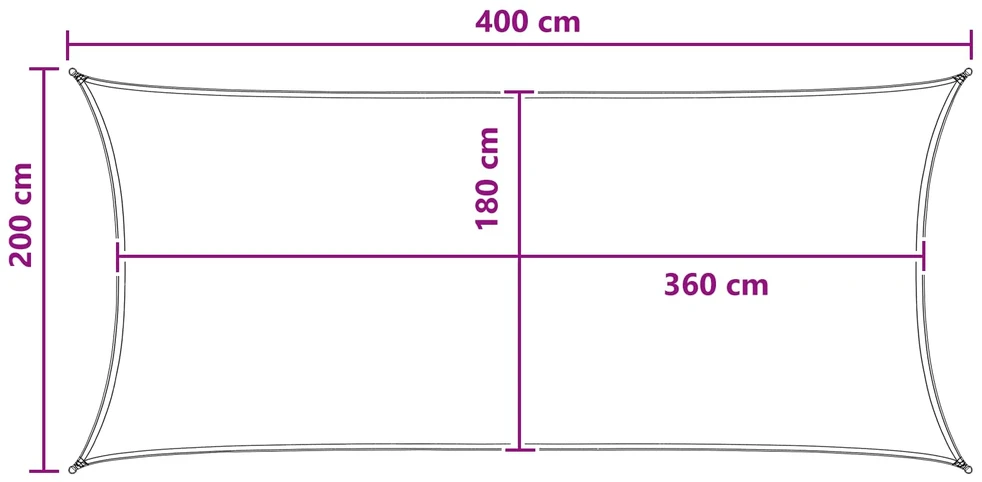 Saulės šešėlio audinys 2 x 4 m HDPE Stačiakampio