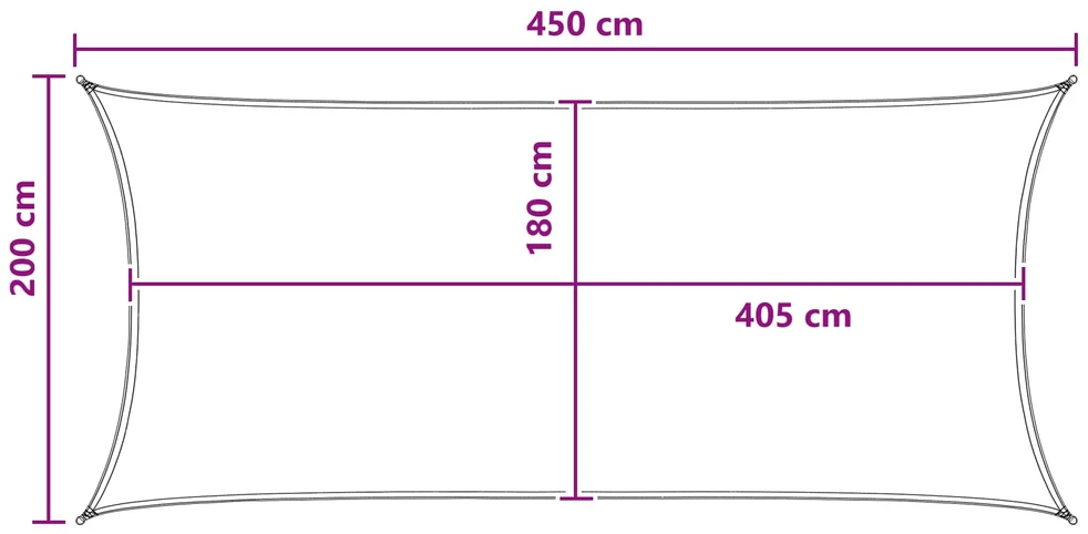 Saulės šešėlio audinys Stačiakampio 2 x 4,5 m HDPE