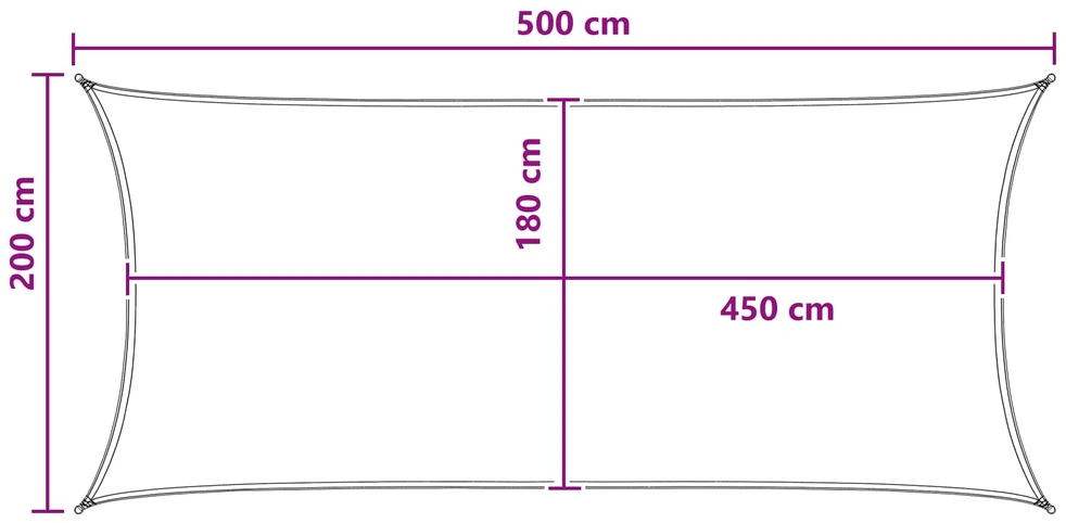 Saulės šešėlio audinys 2 x 5 m HDPE Stačiakampio