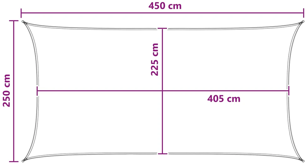 Saulės šešėlio audinys Stačiakampio 2,5 x 4,5 m HDPE
