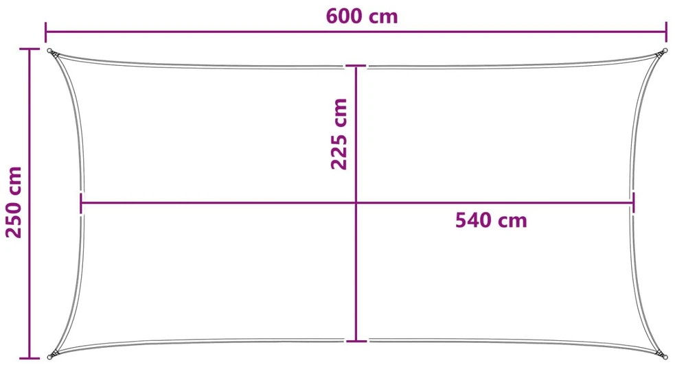 Saulės šešėlio audinys 2,5 x 6 m HDPE Stačiakampio