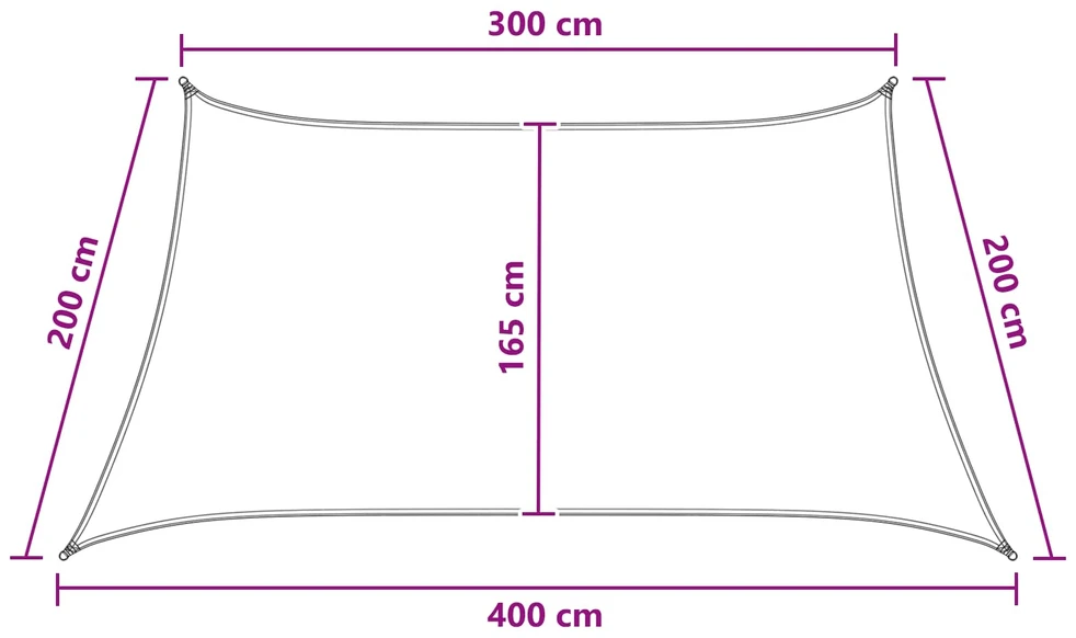 Saulės šešėlio audinys Stačiakampio 3/4 x 2 m HDPE
