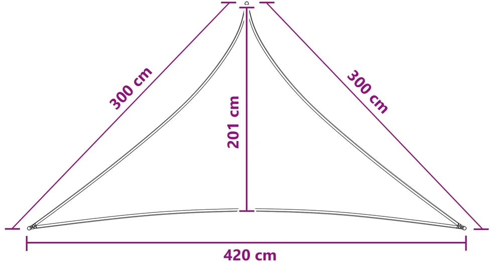 Saulės šešėlio audinys Trikampio 3 x 3 x 4,2 m HDPE