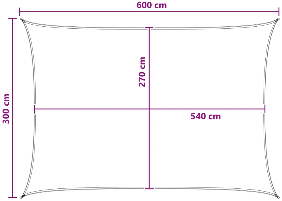 Saulės šešėlio audinys Stačiakampio 3 x 6 m HDPE