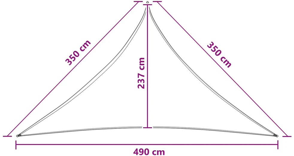 Saulės šešėlio audinys Trikampio 3,5 x 3,5 x 4,9 m HDPE