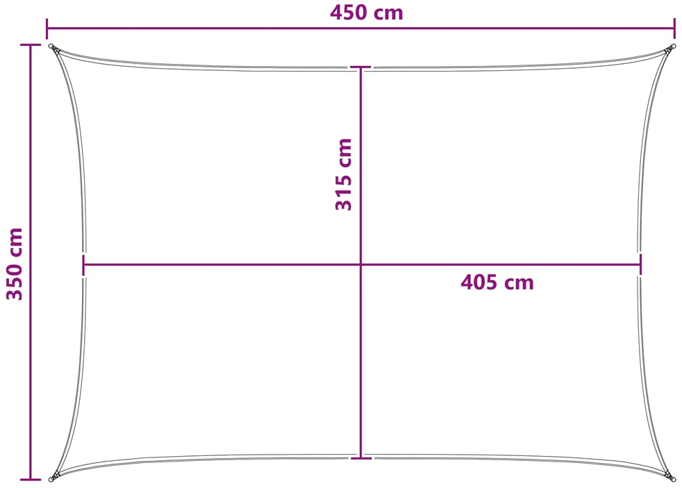 Saulės šešėlio audinys Stačiakampio 3,5 x 4,5 m HDPE