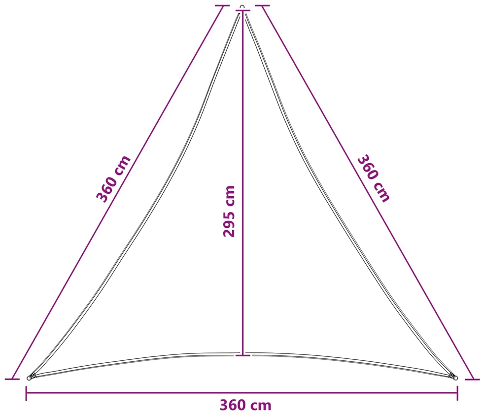 Saulės šešėlio audinys Trikampio 3,6 x 3,6 x 3,6 m HDPE