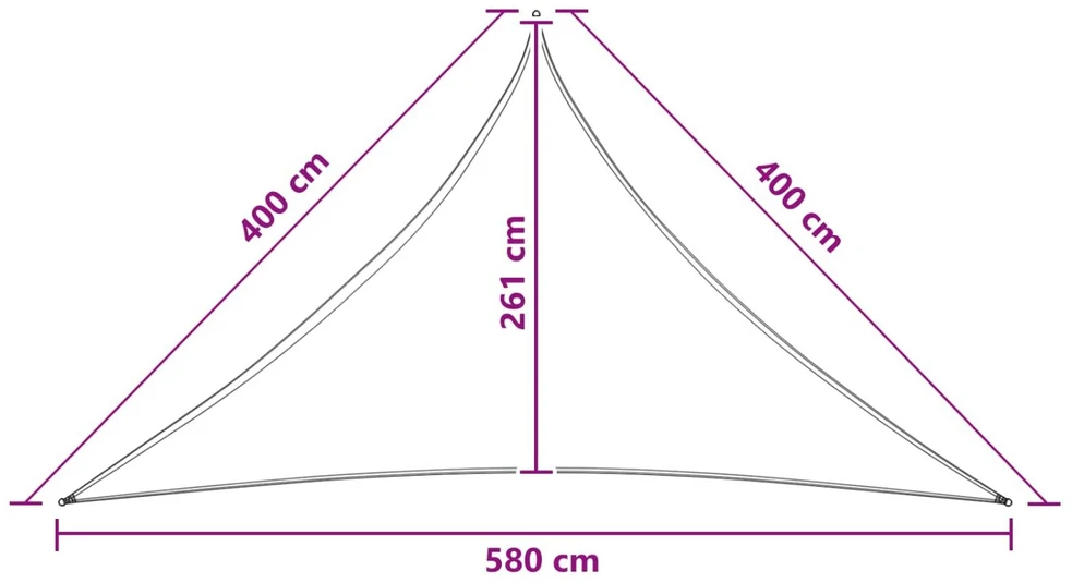 Saulės šešėlio audinys 4 x 4 x 5,8 m HDPE Trikampio