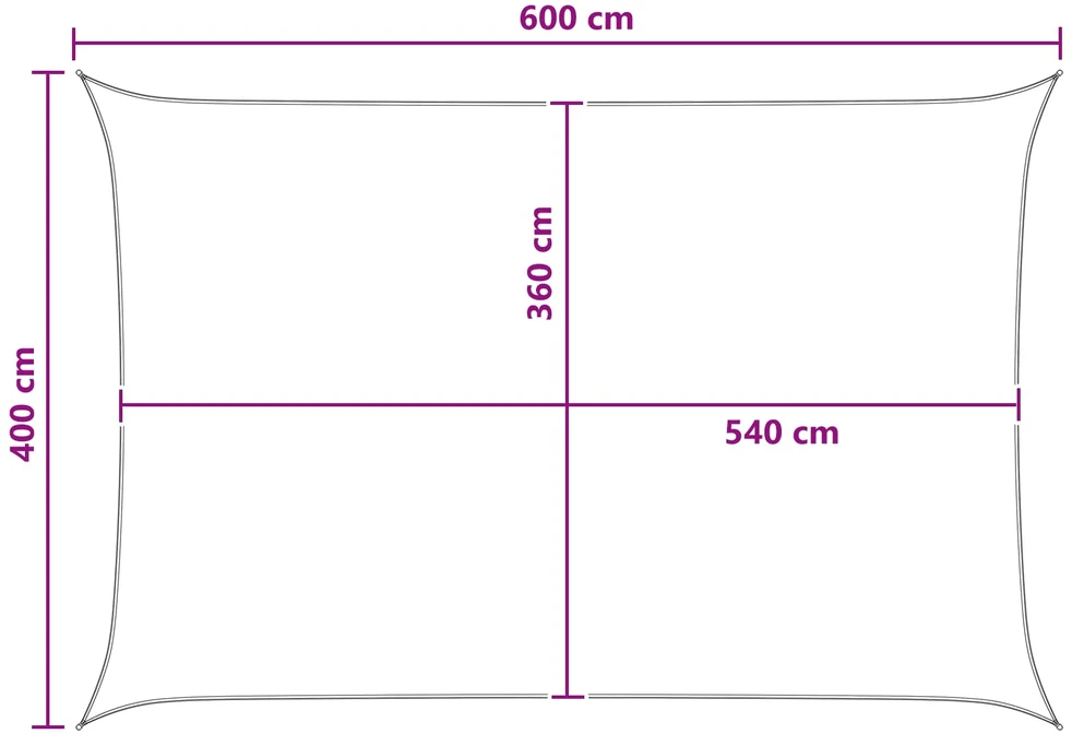 Saulės šešėlio audinys 4 x 6 m HDPE Stačiakampio