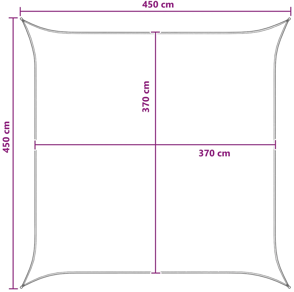 Saulės šešėlio audinys Kvadrato 4,5 x 4,5 m HDPE
