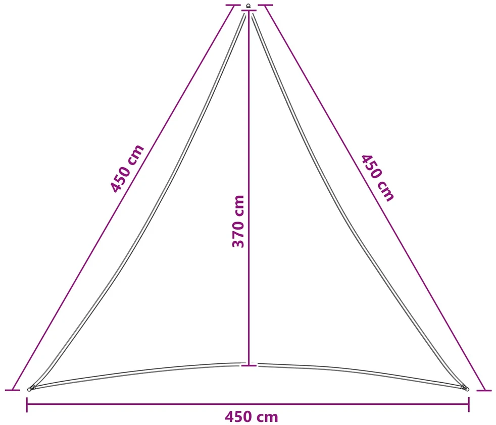 Saulės šešėlio audinys 4,5 x 4,5 x 4,5 m HDPE Trikampio