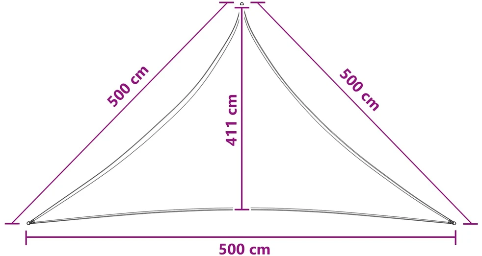 Saulės šešėlio audinys Trikampio 5 x 5 x 5 m HDPE