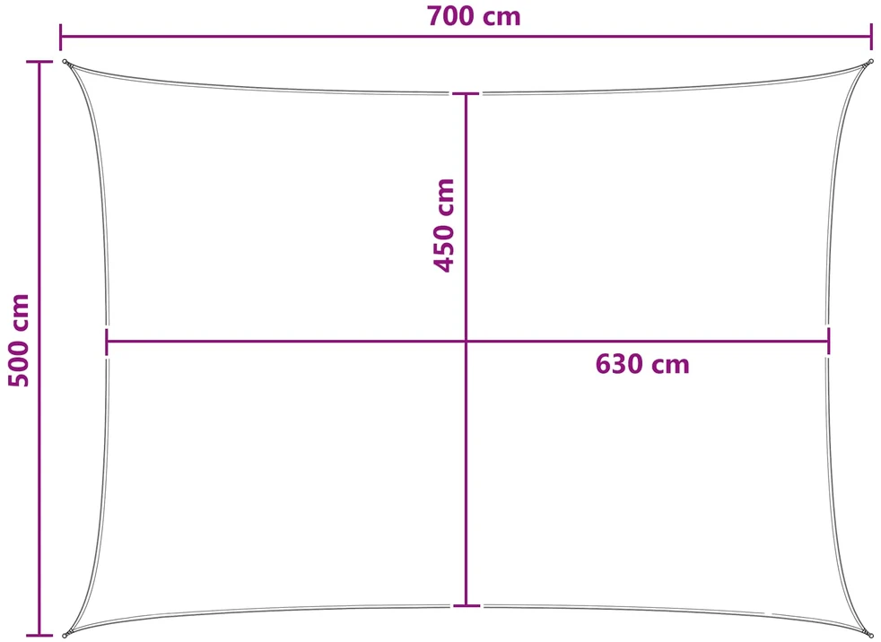 Saulės šešėlio audinys Stačiakampio 5 x 7 m HDPE