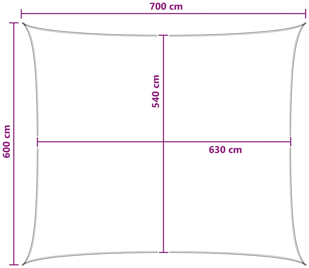 Saulės šešėlio audinys Stačiakampio 6 x 7 m HDPE