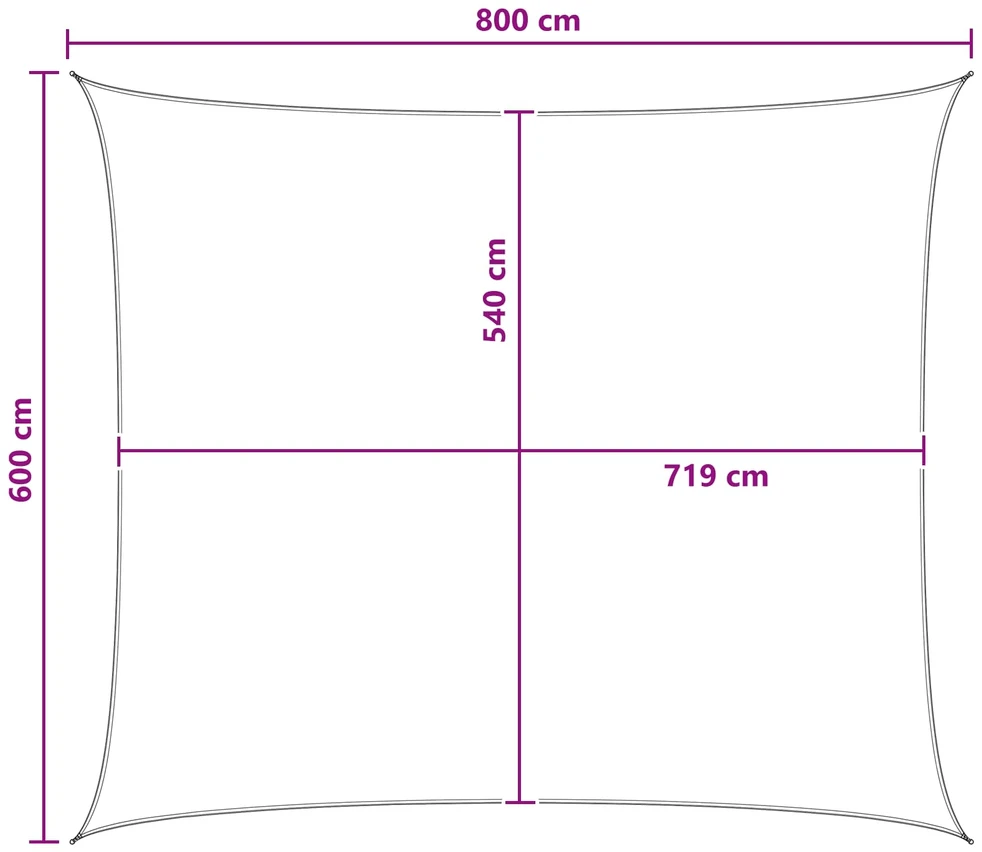 Saulės šešėlio audinys 6 x 8 m HDPE Stačiakampio
