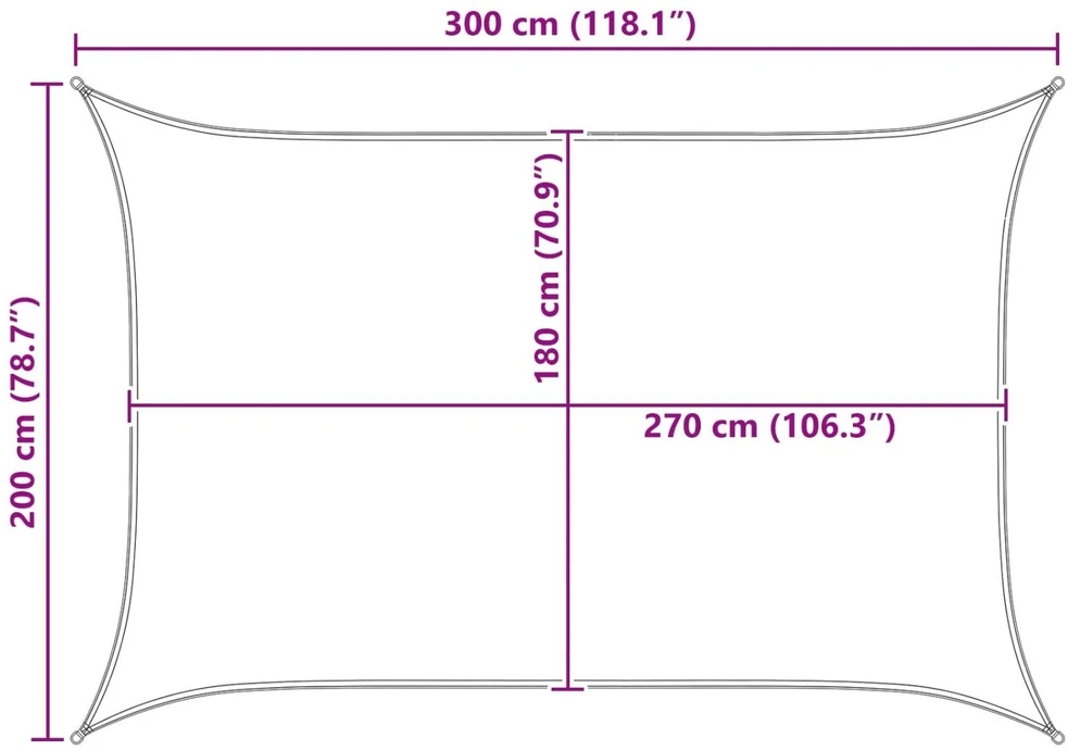 Saulės šešėlio audinys Stačiakampio 2 x 3 m HDPE