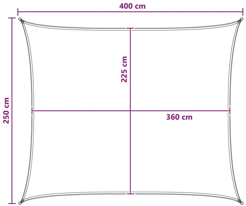 Saulės šešėlio audinys 2,5 x 4 m HDPE Stačiakampio