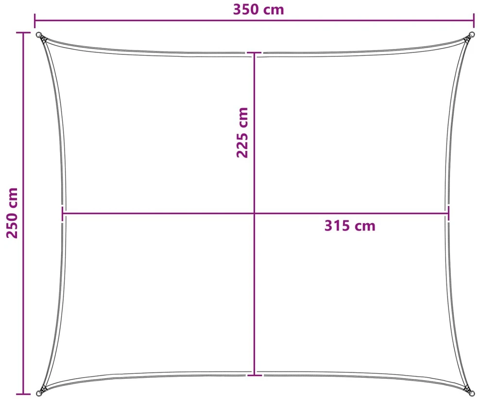 Saulės šešėlio audinys 2,5 x 3,5 m HDPE Stačiakampio