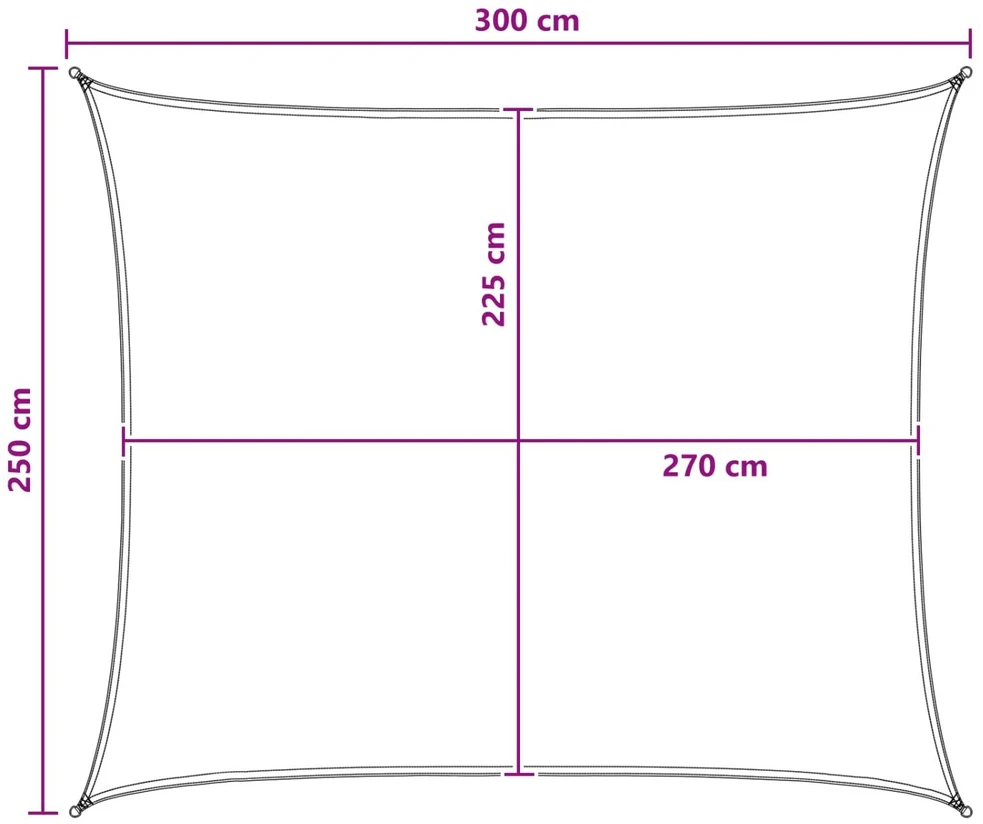 Saulės šešėlio audinys 2,5 x 3 m HDPE Stačiakampio