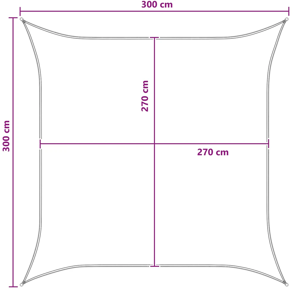 Saulės šešėlio audinys Kvadrato 3 x 3 m HDPE Mėlyna ir balta