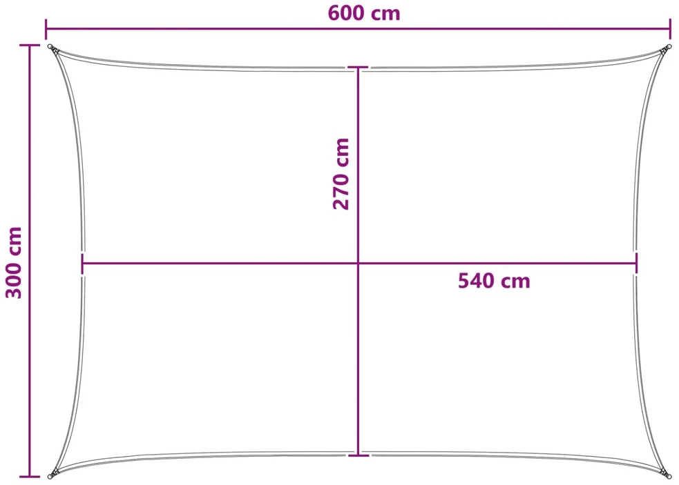 Saulės šešėlio audinys 3 x 6 m HDPE Stačiakampio