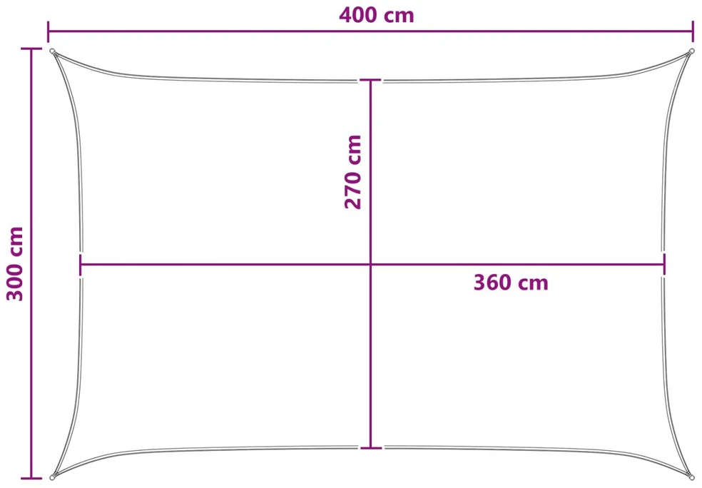 Saulės šešėlio audinys 3 x 4 m HDPE Stačiakampio