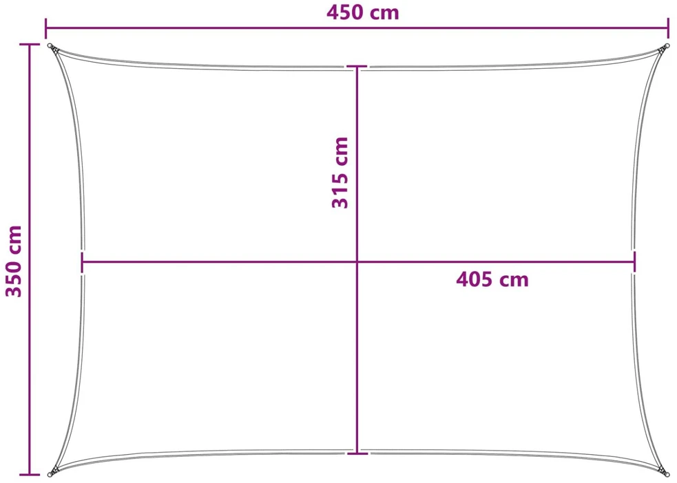 Saulės šešėlio audinys 3,5 x 4,5 m HDPE Stačiakampio