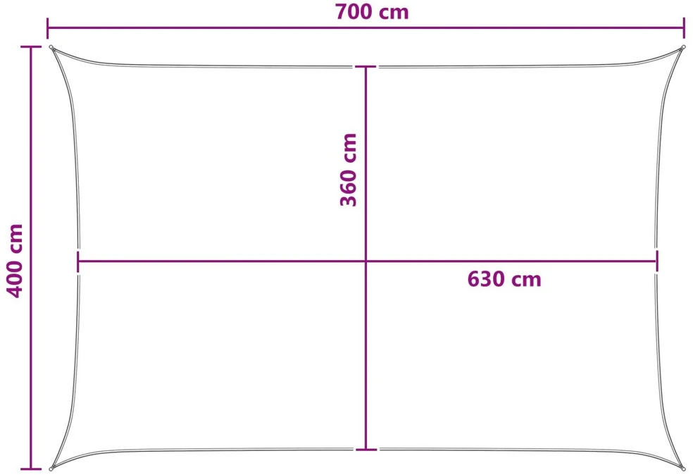 Saulės šešėlio audinys 4 x 7 m HDPE Stačiakampio