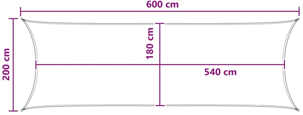 Saulės šešėlio audinys 2 x 6 m HDPE Stačiakampio Šviesiai pilka
